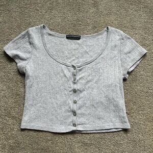 Brandy Melville Light Gray Ribbed Crop Top